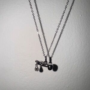 Vivienne Westwood Silver Penis Crystal Love Drop Penis Pendant Necklace